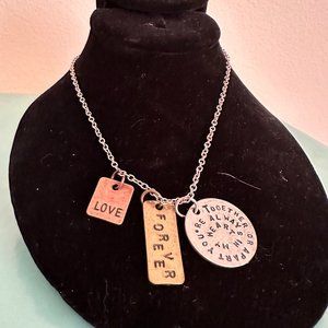 Women's Tri Colored Faith Based 'Love' Fashion Necklace 18" with 2" Extender